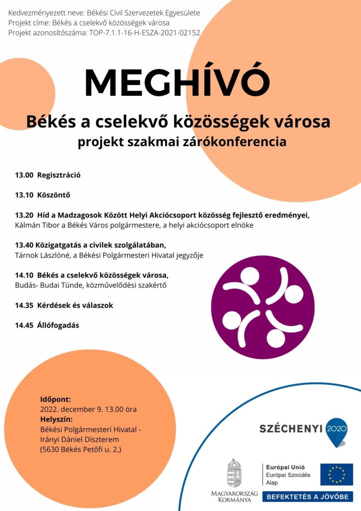 Meghívó: Közösségi tervezés és cselekvés a közigazgatásban és a civil életben - Zárókonferencia